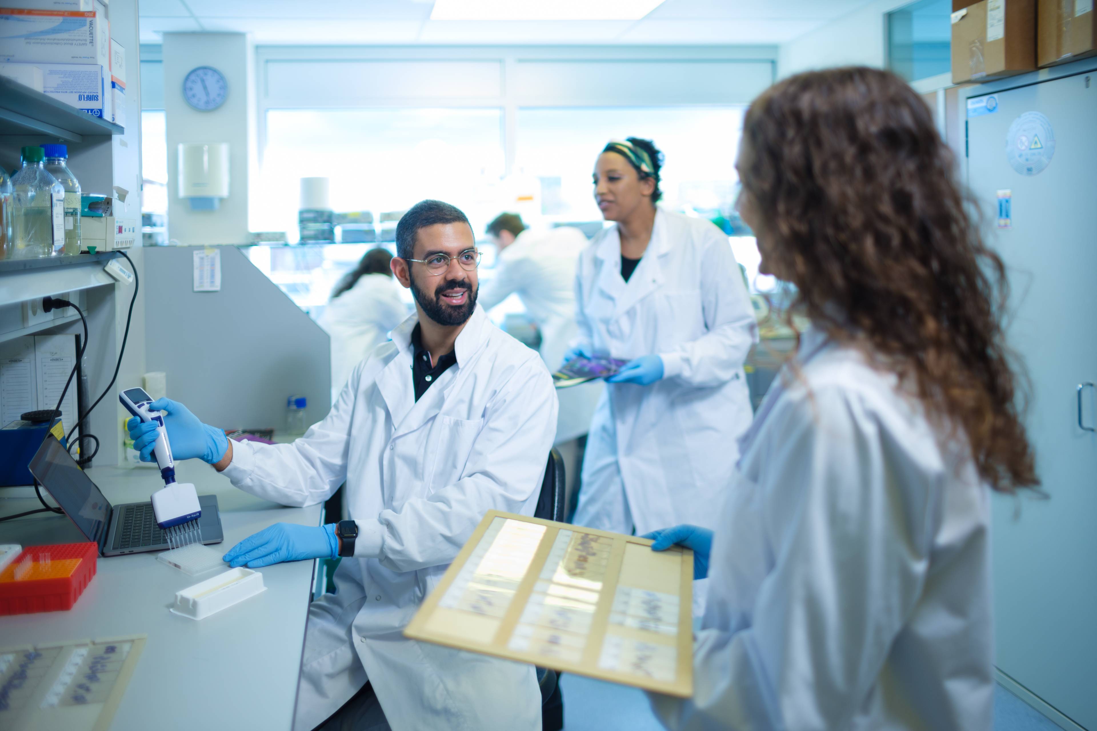 Working in cancer research lab